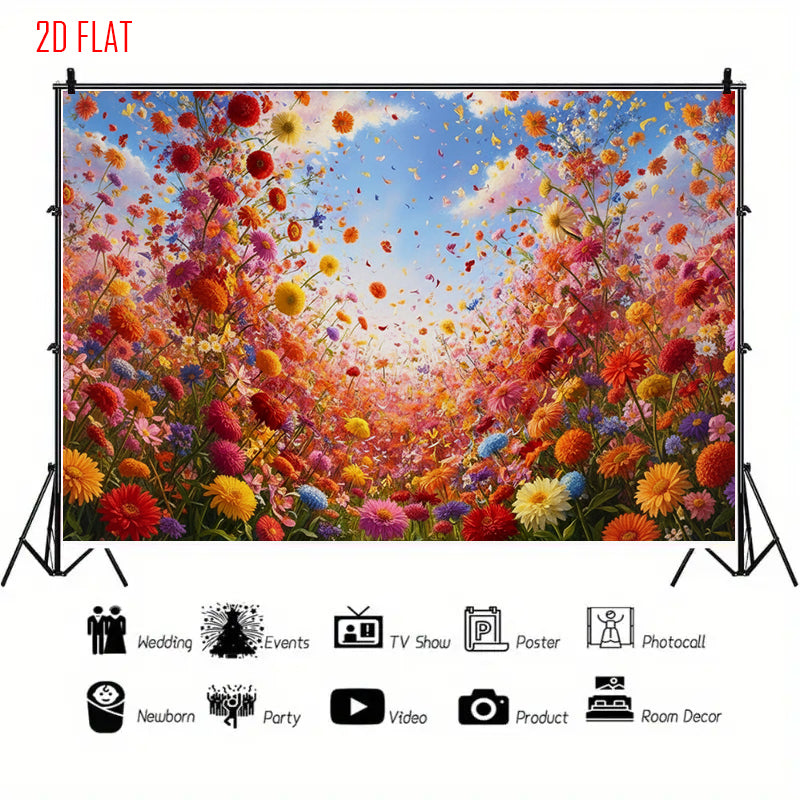 Flower Sea Blue Sky Background Cloth