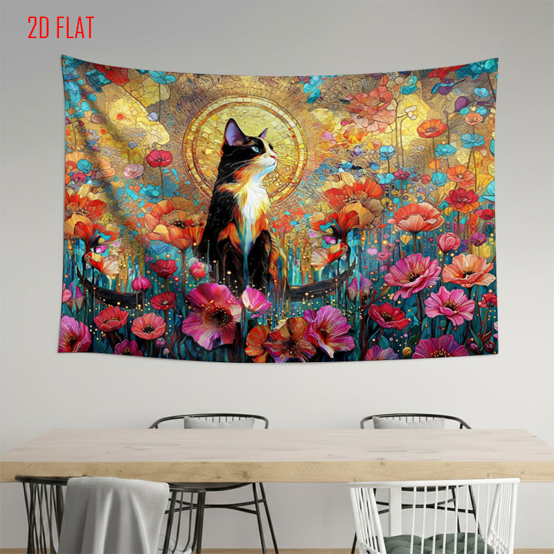 Flower Cat Art Bkgd Cloth