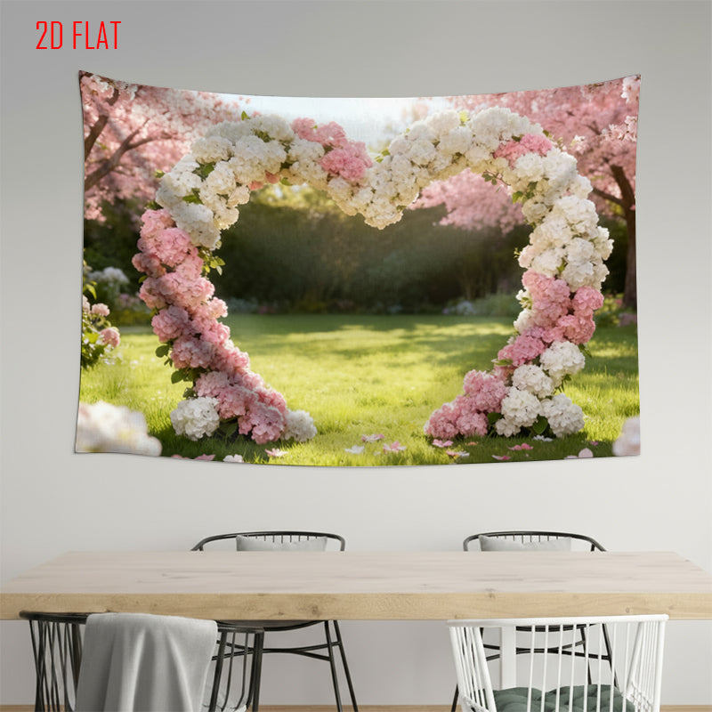 Flower Arch Cherry Bkgd Cloth
