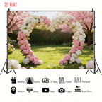 Flower Arch Cherry Bkgd Cloth