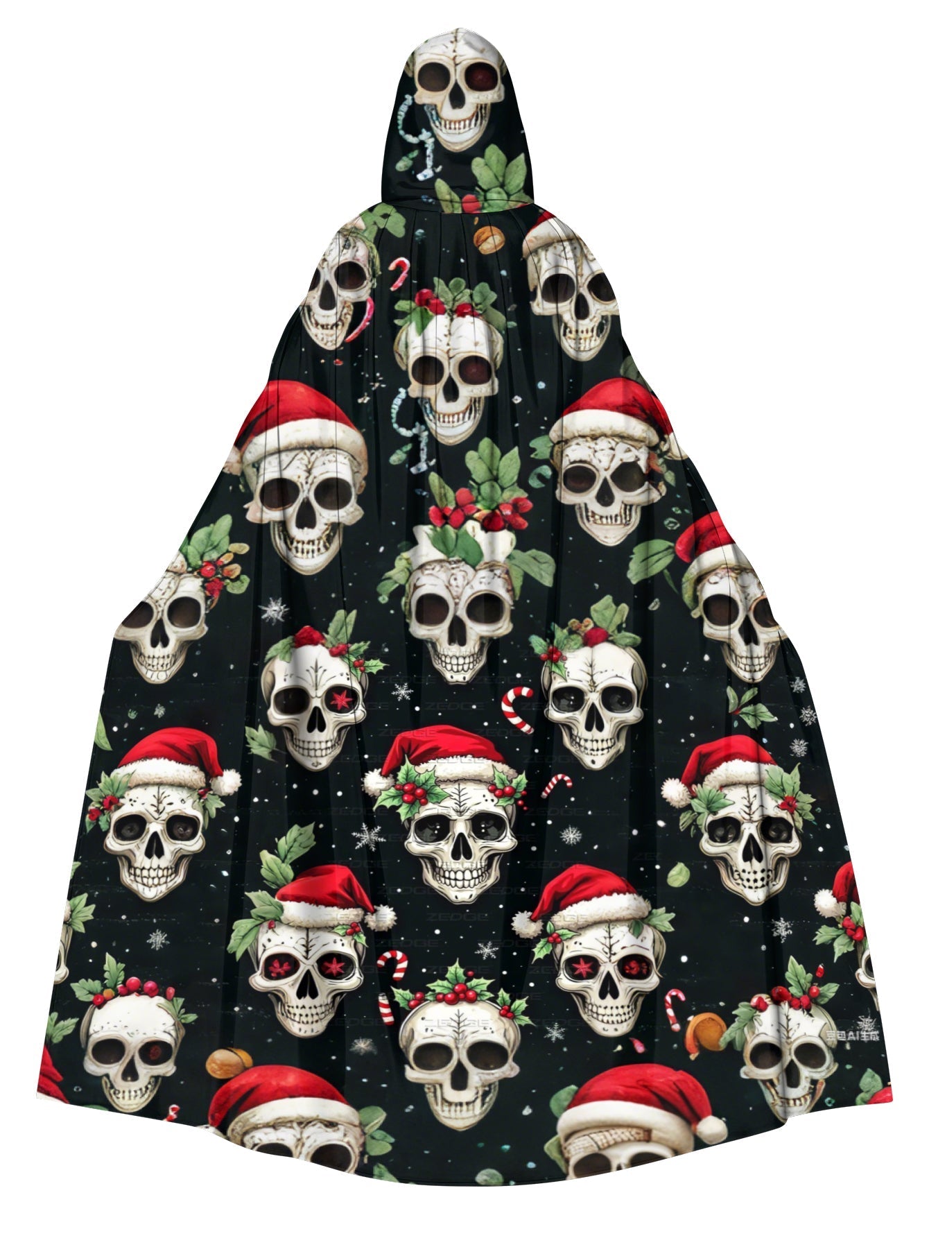 Merry Christmas Fun Skull Print Cape