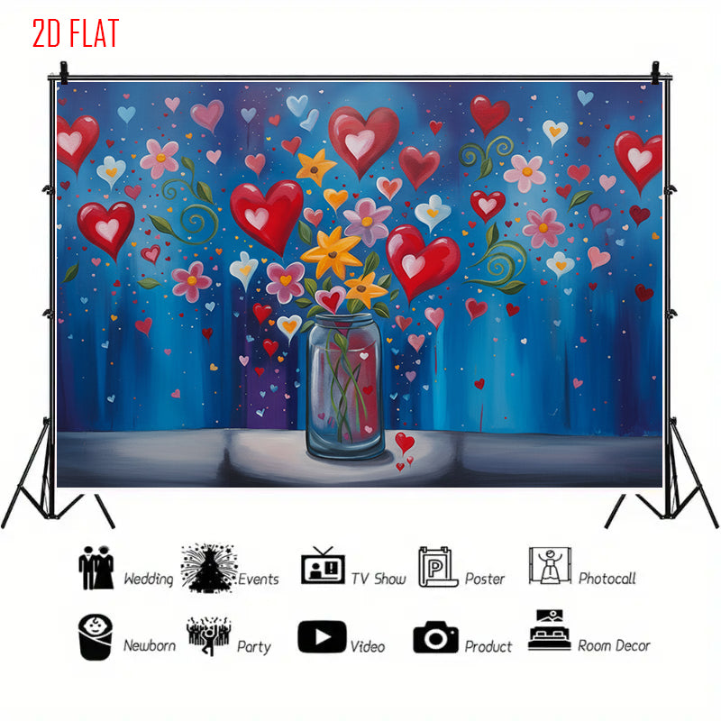 Love Flower Pot Photo Background Cloth