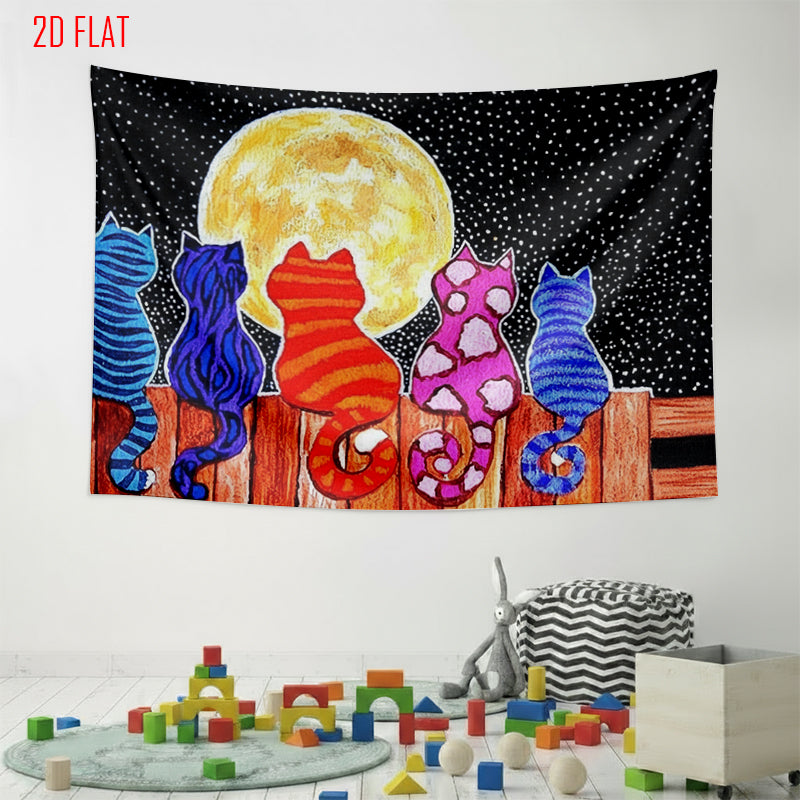 Moonlight Cat Background Cloth