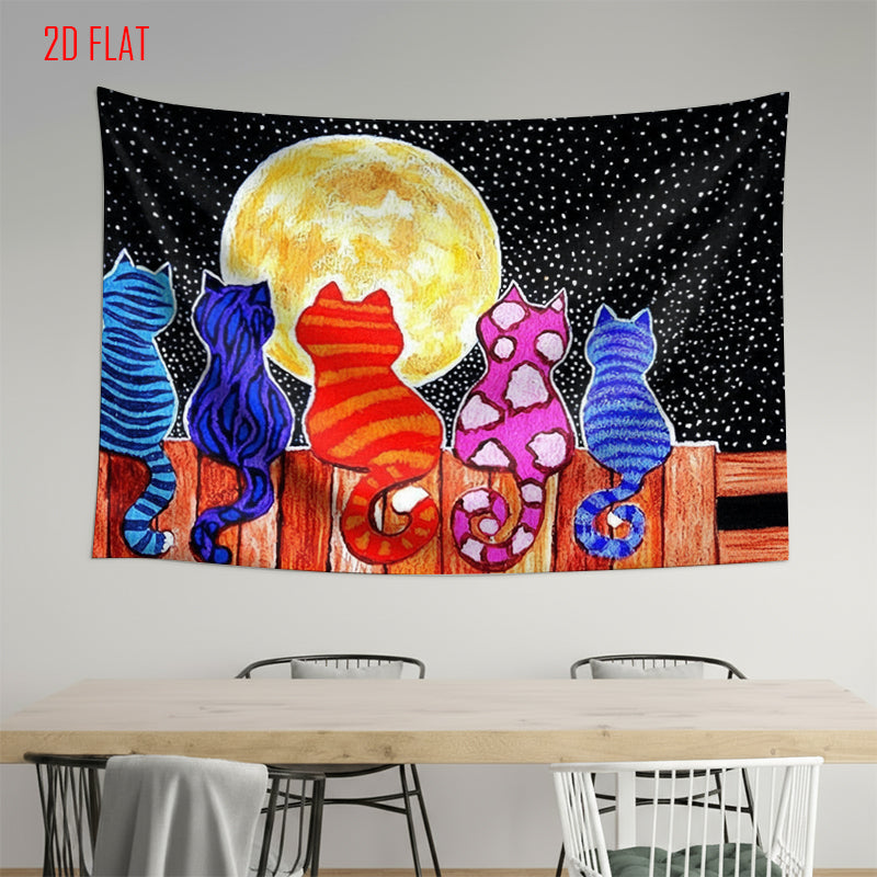Moonlight Cat Background Cloth