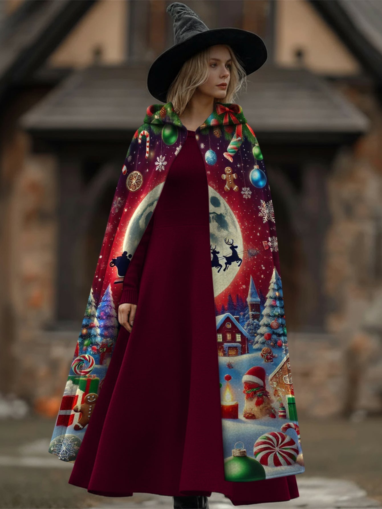 Merry Christmas Exclusive Casual Print Cape