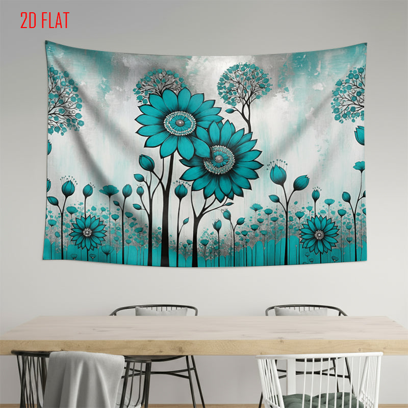 Blue Green Flower Background Cloth