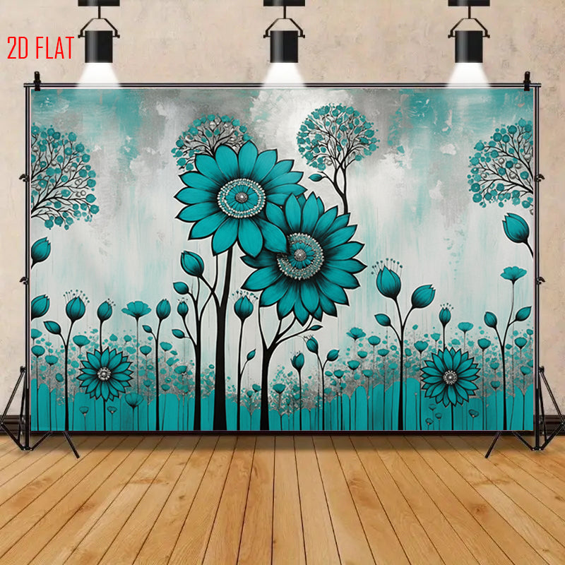 Blue Green Flower Background Cloth