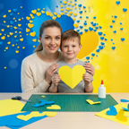 Blue Yellow Love Bkgd Cloth