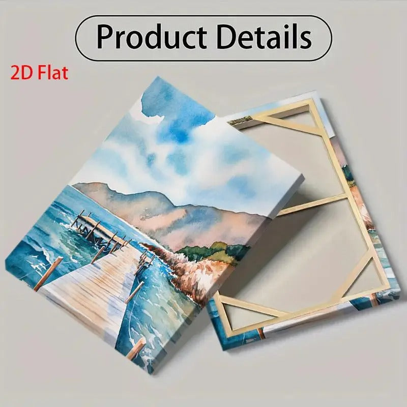 Watercolor Coastal Pier Painting