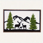 SENBOWE Deer Metal Wall Art With Moss Pine Trees