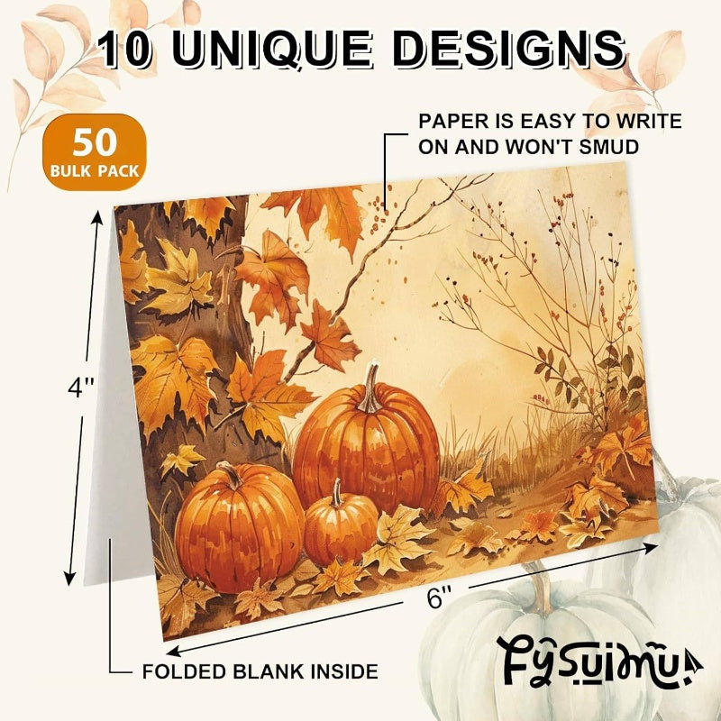 50pxs Autumn Pumpkin Cards