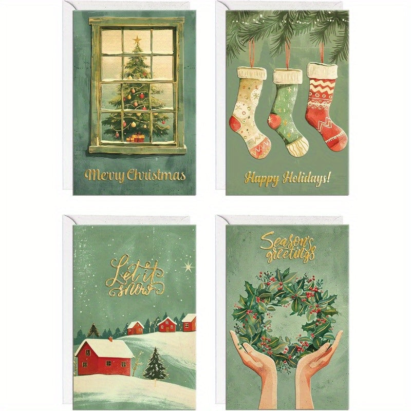 48pxs Gold Leaf Xmas Cards
