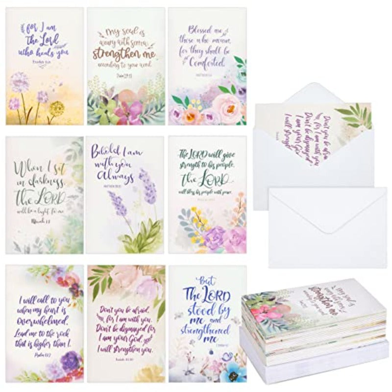 36pxs Watercolor Religious Condolence Cards